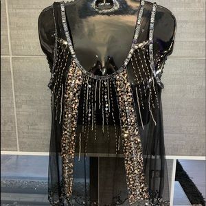 Sheer Black Beaded Tank